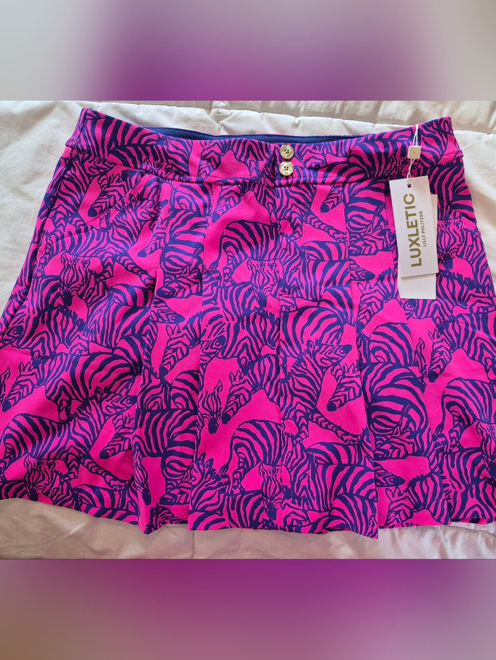 NWT-Lilly Pulitzer Hot Pink & Navy Zebra Skater Skirt